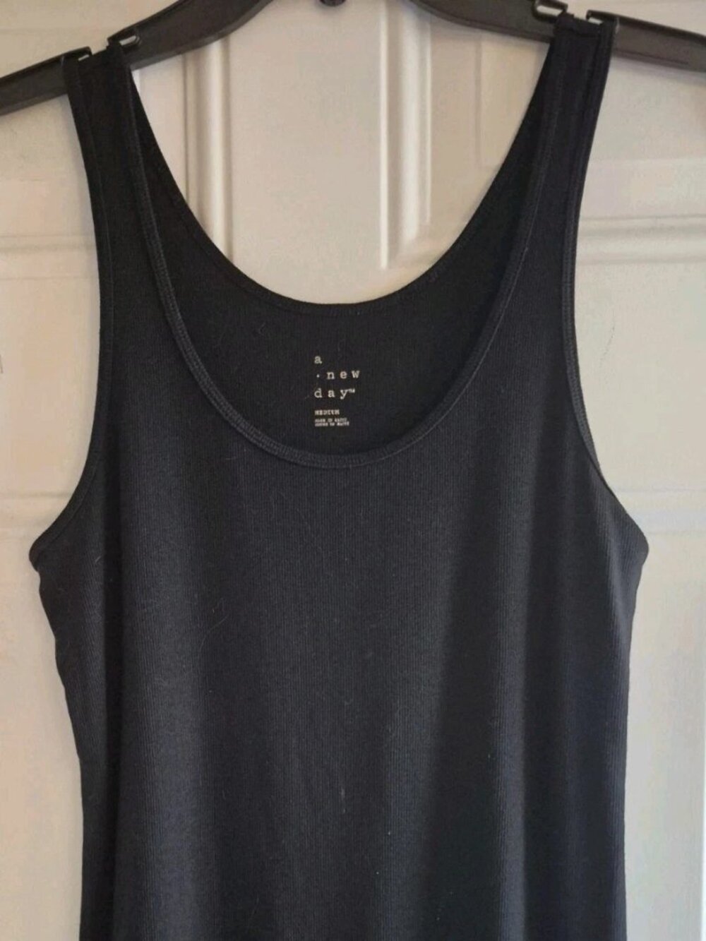 A New Day Women's Tank Top Ribbed Slim Fit Scoop Neck Layering Black XXL NWT